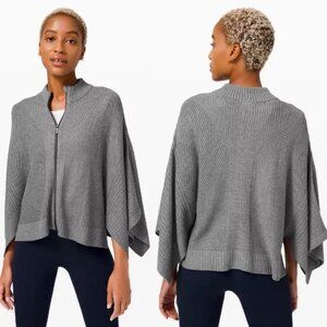 Lululemon Cashmere Poncho Wrap Grey Oversized Softer Still Size‎ XS / S Knit Top